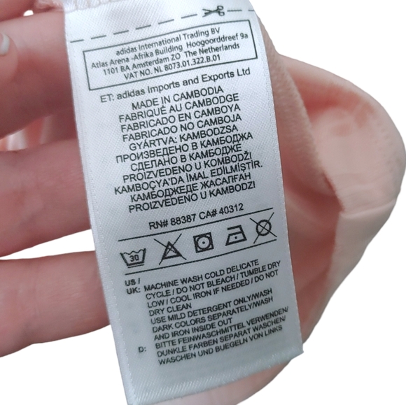 Adidas Originals Trefoil Pink White Striped Tshirt Dress Women's Size Large L - Picture 12 of 15